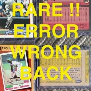 🔥⚾️RARE RICKEY HENDERSON ERROR BASEBALL CARDS • 1980’s TOPPS WRONG BACKS • MINT